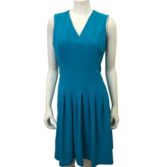 CALVIN KLEIN FIT & FLARE V‎ NECK  DRESS SIZE 8 - Picture 1 of 6